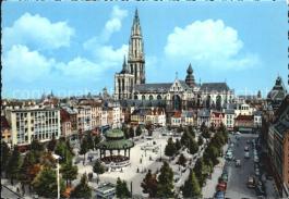 Antwerpen-Anvers-Groenplaats-Zicht-op-de-kathedraal-Kat